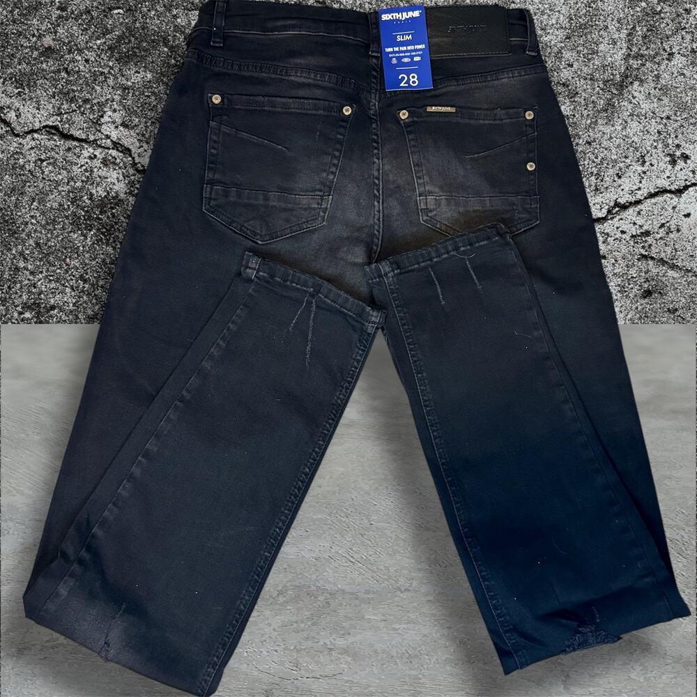 •NWT• Sixth June Paris Destressed Black Demin • Men's Size 28